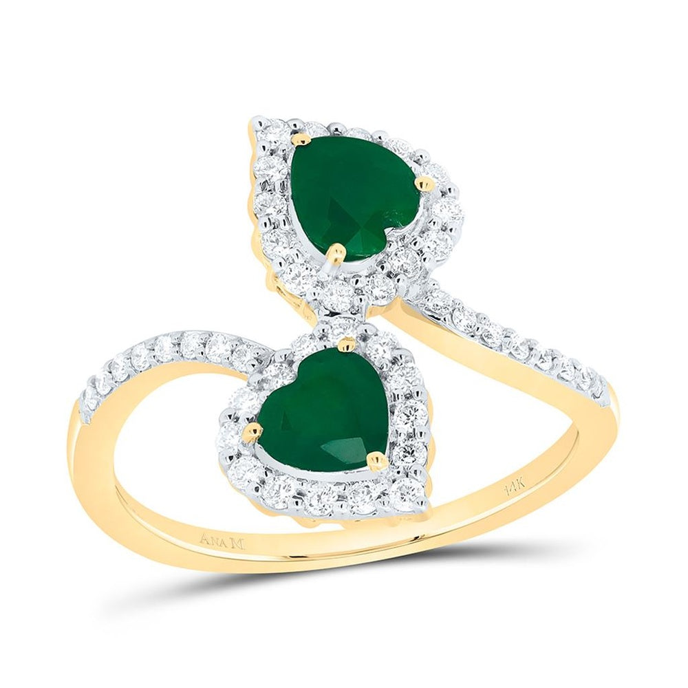 Yellow Gold Diamond Heart Ring - 1/3 Carat Total Diamond Weight