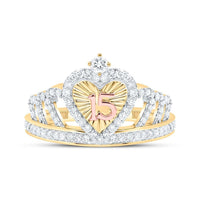 Yellow Gold Diamond Heart Ring - 1/3 Carat Total Diamond Weight