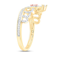 Yellow Gold Diamond Heart Ring - 1/3 Carat Total Diamond Weight