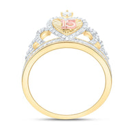 Yellow Gold Diamond Heart Ring - 1/3 Carat Total Diamond Weight
