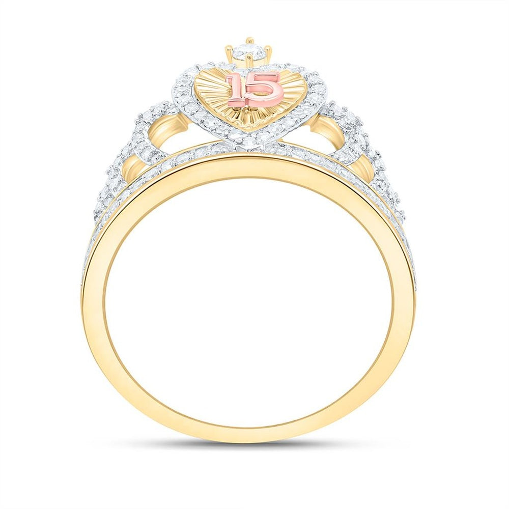 Yellow Gold Diamond Heart Ring - 1/3 Carat Total Diamond Weight