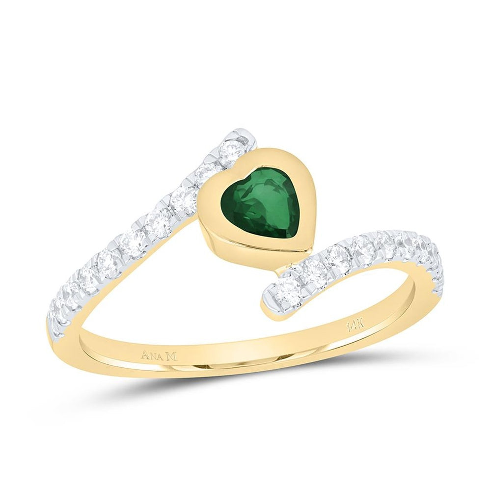 Yellow Gold Diamond Heart Ring - 1/3 Carat Total Diamond Weight