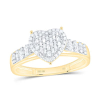 Yellow Gold Diamond Heart Ring - 1/3 Carat Total Diamond Weight