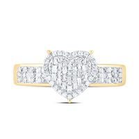 Yellow Gold Diamond Heart Ring - 1/3 Carat Total Diamond Weight