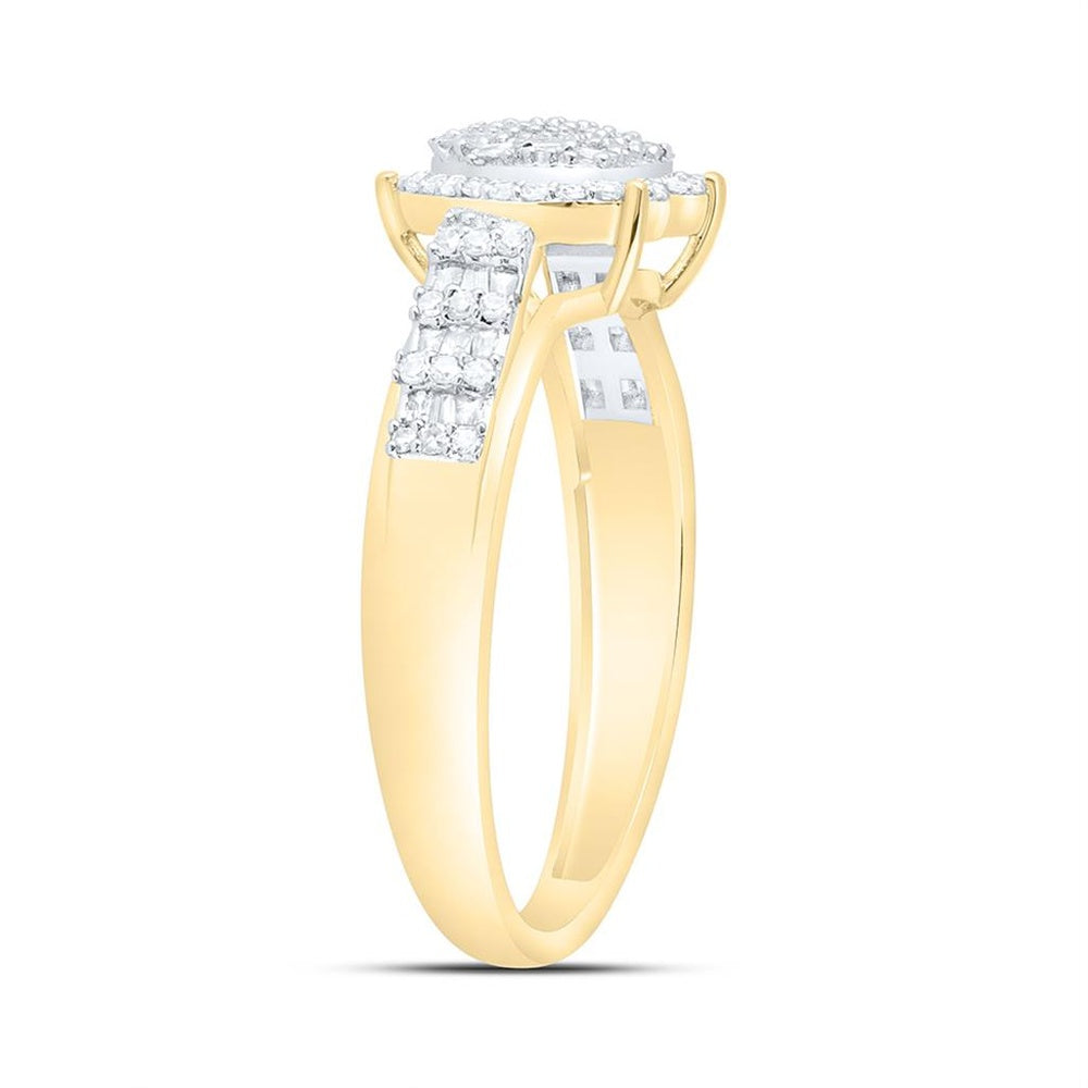 Yellow Gold Diamond Heart Ring - 1/3 Carat Total Diamond Weight