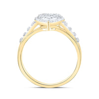 Yellow Gold Diamond Heart Ring - 1/3 Carat Total Diamond Weight