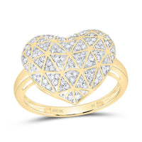 Yellow Gold Diamond Heart Ring - 1/3 Carat Total Diamond Weight