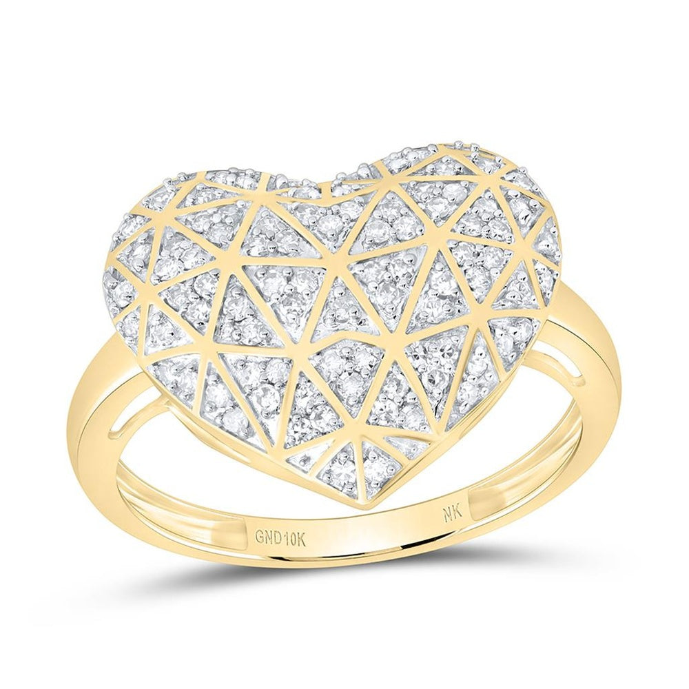 Yellow Gold Diamond Heart Ring - 1/3 Carat Total Diamond Weight