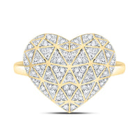 Yellow Gold Diamond Heart Ring - 1/3 Carat Total Diamond Weight