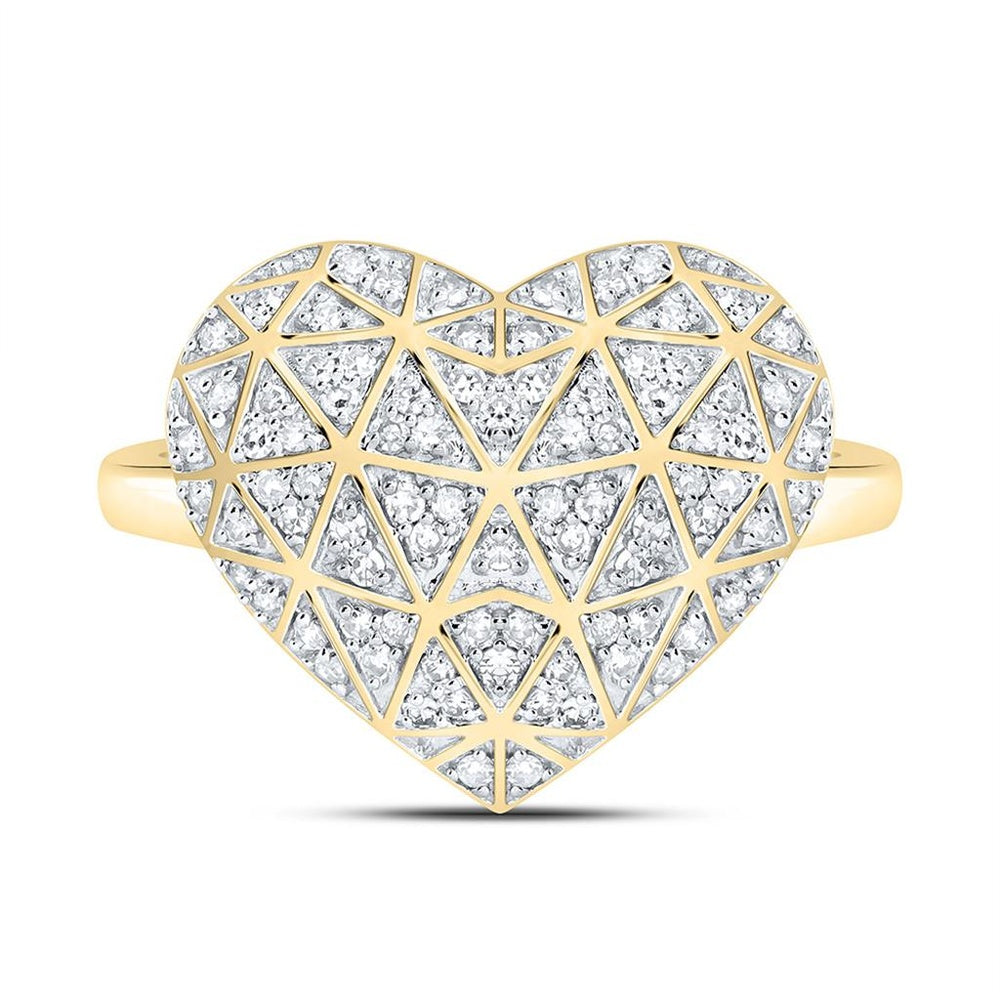 Yellow Gold Diamond Heart Ring - 1/3 Carat Total Diamond Weight