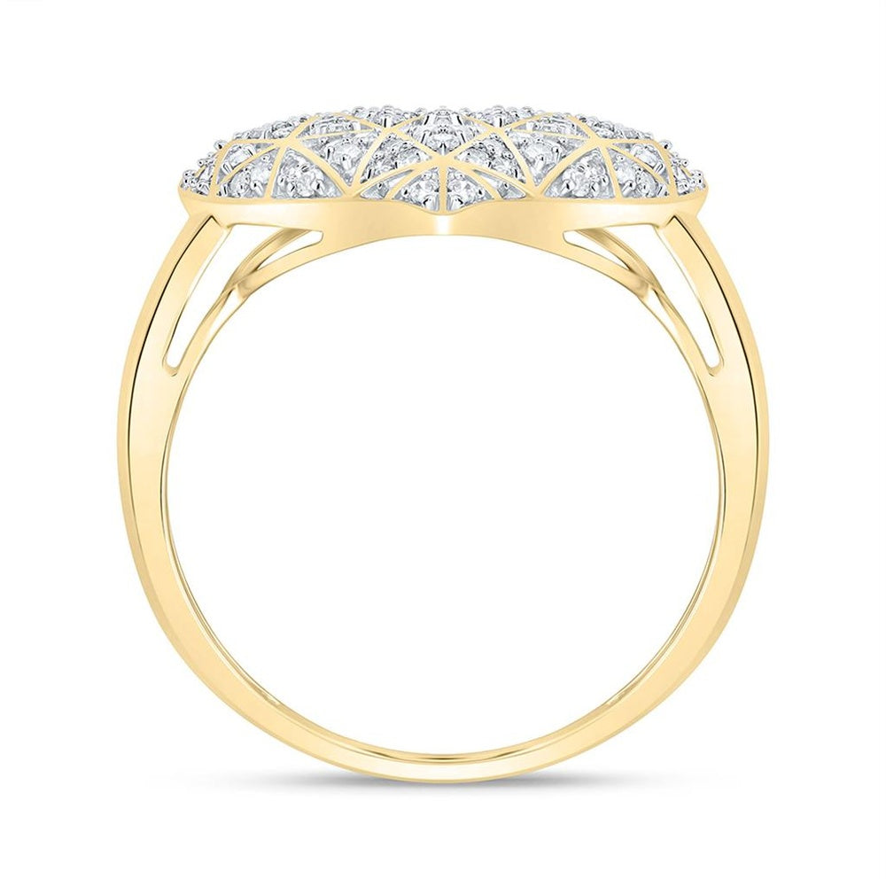 Yellow Gold Diamond Heart Ring - 1/3 Carat Total Diamond Weight