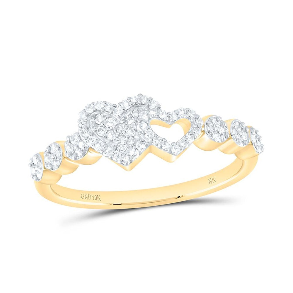 Yellow Gold Diamond Heart Ring - 1/4 Carat Total Diamond Weight