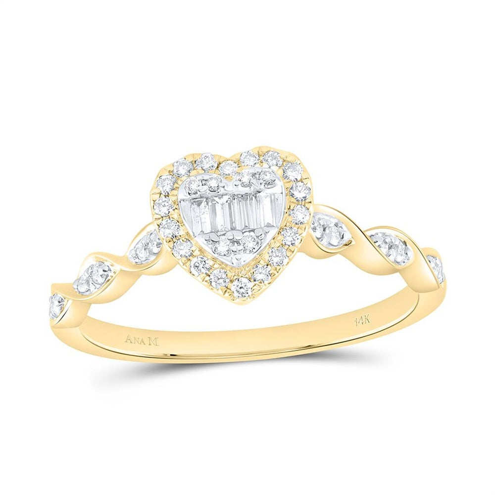 Yellow Gold Diamond Heart Ring - 1/4 Carat Total Diamond Weight