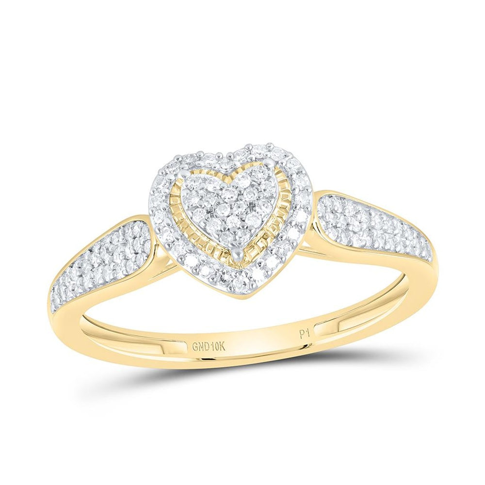 Yellow Gold Diamond Heart Ring - 1/4 Carat Total Diamond Weight