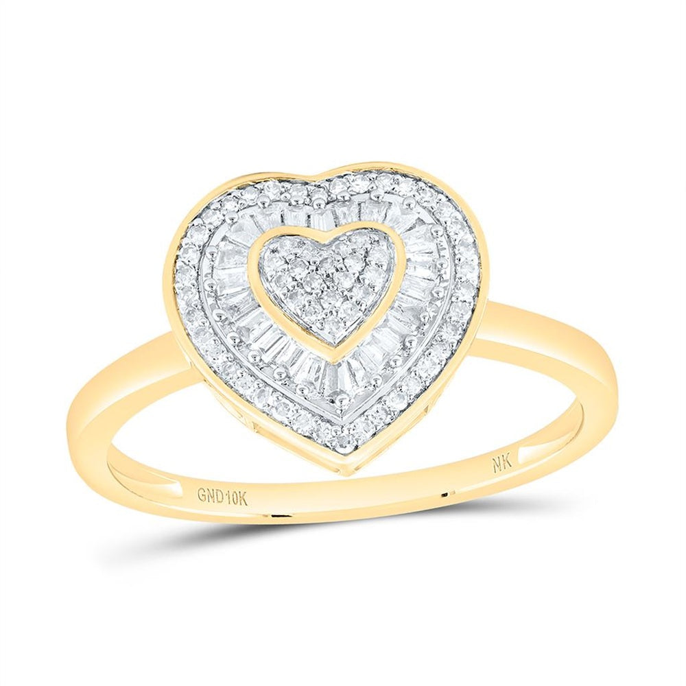 Yellow Gold Diamond Heart Ring - 1/4 Carat Total Diamond Weight