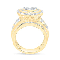 Yellow Gold Diamond Heart Ring - 1 5/8 Carat Total Diamond Weight