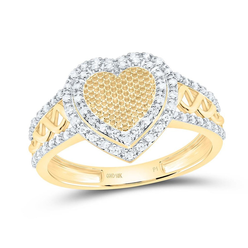Yellow Gold Diamond Heart Ring - 1/5 Carat Total Diamond Weight