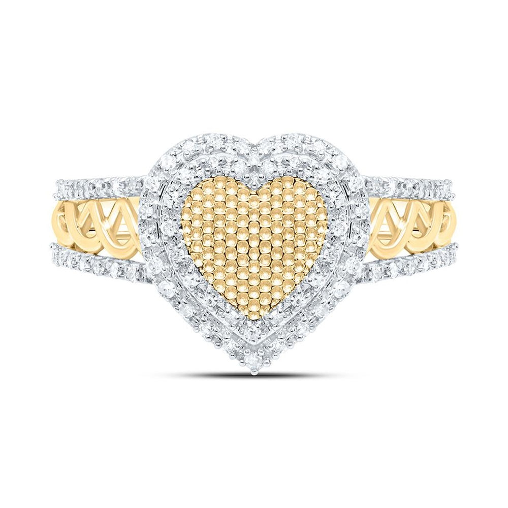 Yellow Gold Diamond Heart Ring - 1/5 Carat Total Diamond Weight
