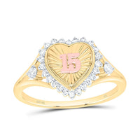 Yellow Gold Diamond Heart Ring - 1/5 Carat Total Diamond Weight