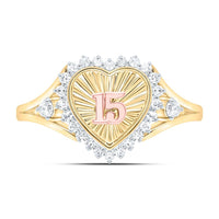 Yellow Gold Diamond Heart Ring - 1/5 Carat Total Diamond Weight