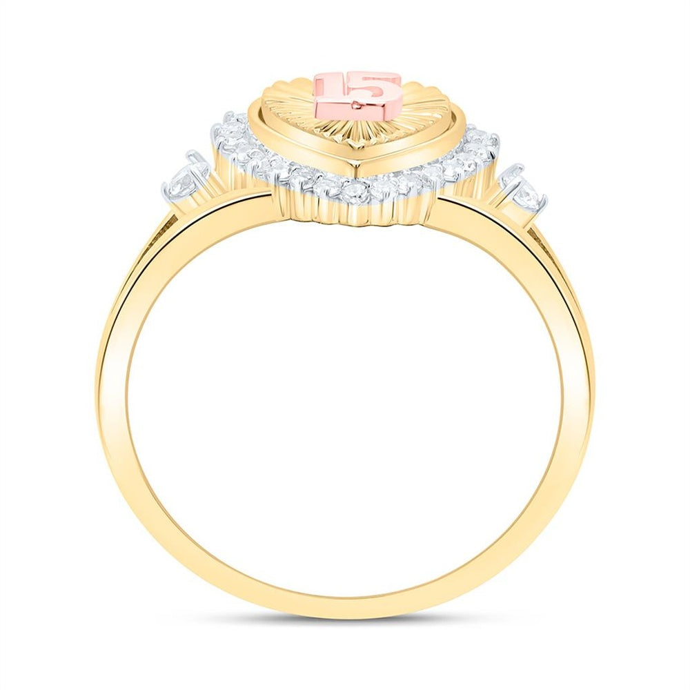 Yellow Gold Diamond Heart Ring - 1/5 Carat Total Diamond Weight