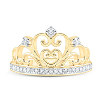 Yellow Gold Diamond Heart Ring - 1/5 Carat Total Diamond Weight