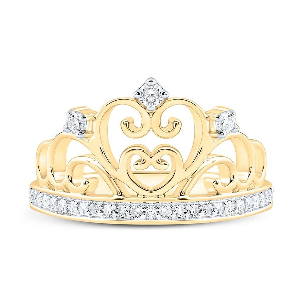 Yellow Gold Diamond Heart Ring - 1/5 Carat Total Diamond Weight