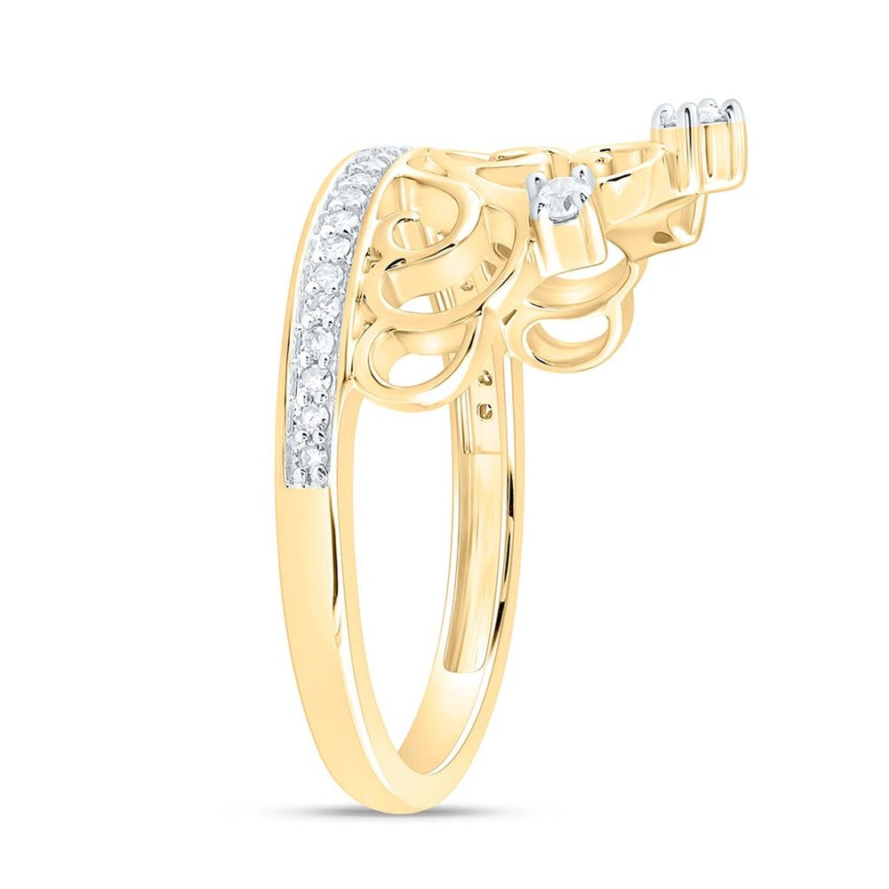 Yellow Gold Diamond Heart Ring - 1/5 Carat Total Diamond Weight