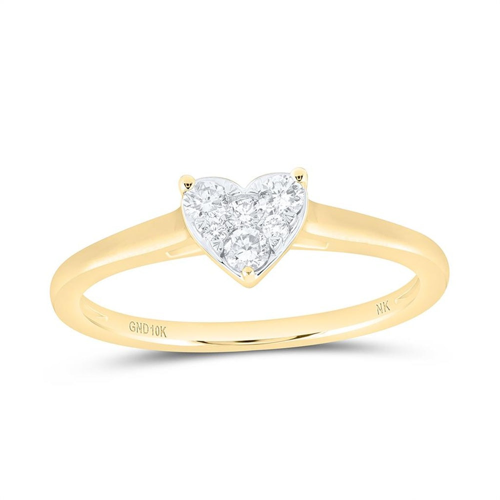 Yellow Gold Diamond Heart Ring - 1/5 Carat Total Diamond Weight