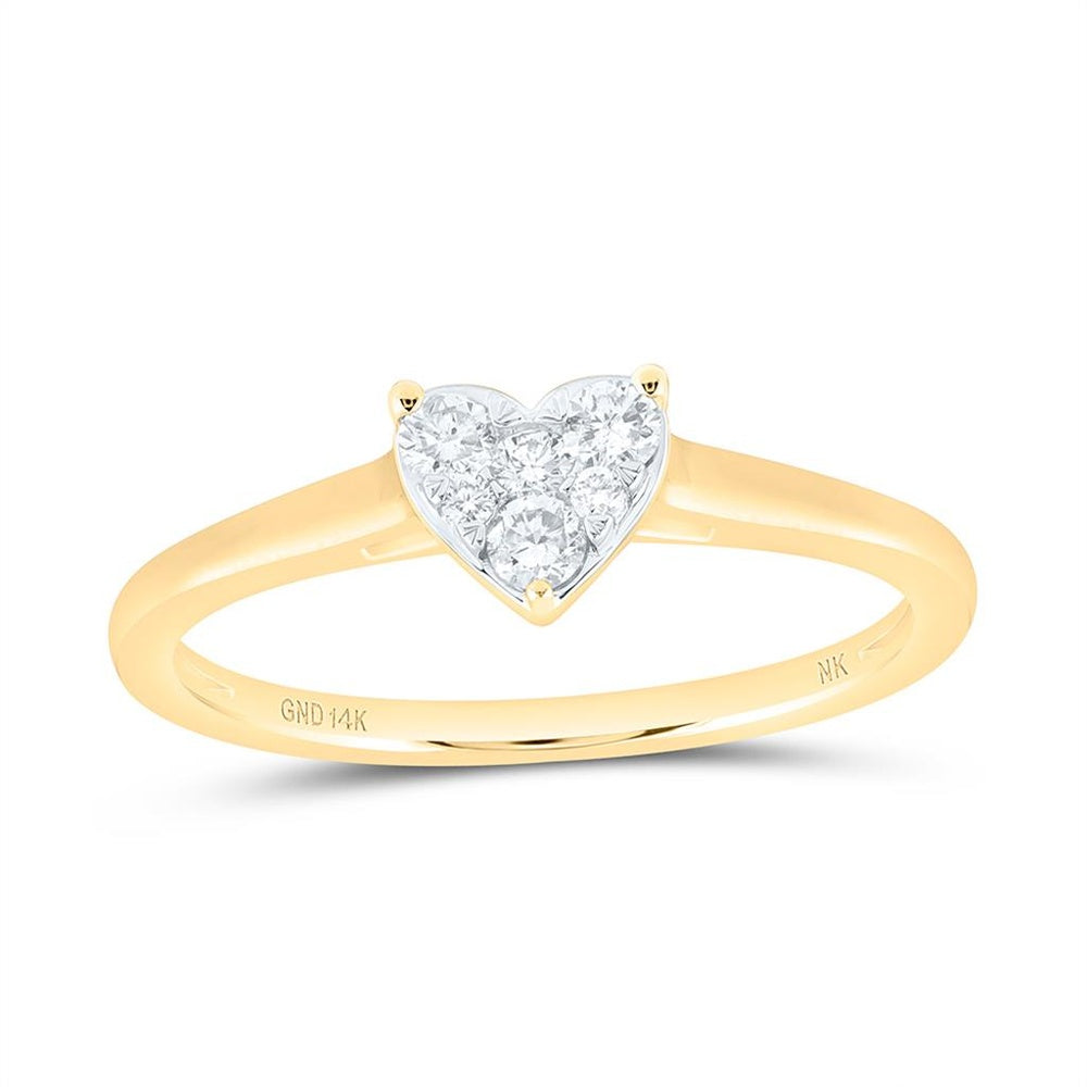 Yellow Gold Diamond Heart Ring - 1/5 Carat Total Diamond Weight