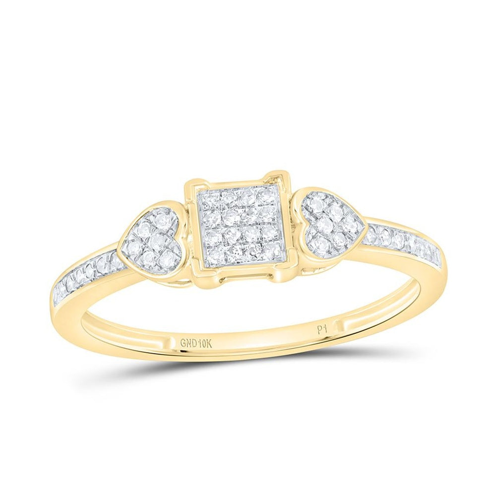 Yellow Gold Diamond Heart Ring - 1/6 Carat Total Diamond Weight