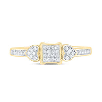 Yellow Gold Diamond Heart Ring - 1/6 Carat Total Diamond Weight