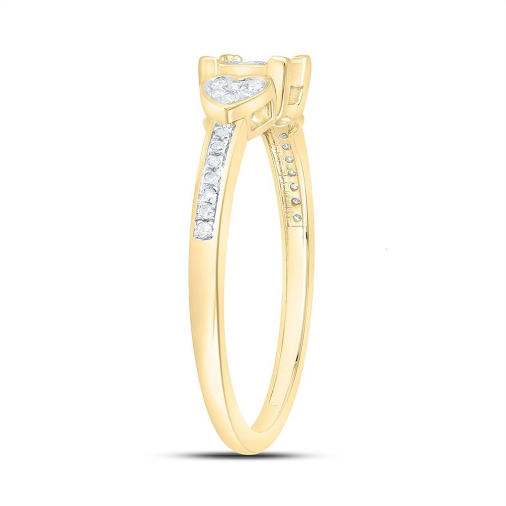 Yellow Gold Diamond Heart Ring - 1/6 Carat Total Diamond Weight
