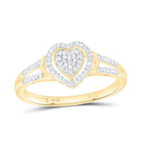 Yellow Gold Diamond Heart Ring - 1/6 Carat Total Diamond Weight