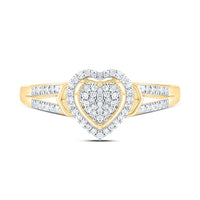 Yellow Gold Diamond Heart Ring - 1/6 Carat Total Diamond Weight