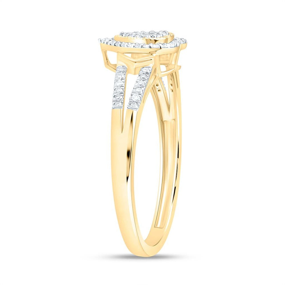 Yellow Gold Diamond Heart Ring - 1/6 Carat Total Diamond Weight