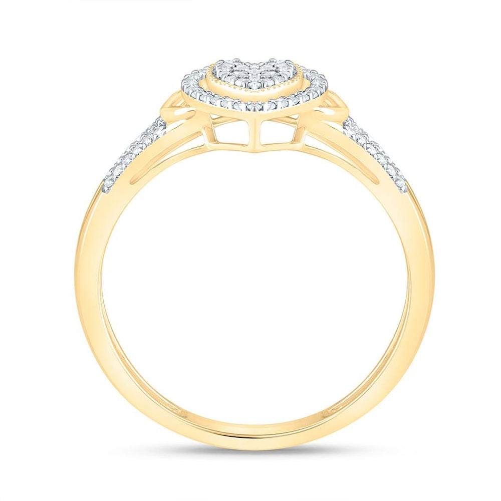 Yellow Gold Diamond Heart Ring - 1/6 Carat Total Diamond Weight