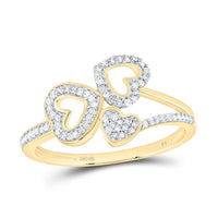 Yellow Gold Diamond Heart Ring - 1/6 Carat Total Diamond Weight