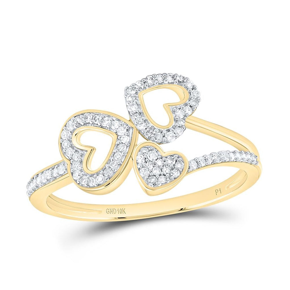 Yellow Gold Diamond Heart Ring - 1/6 Carat Total Diamond Weight