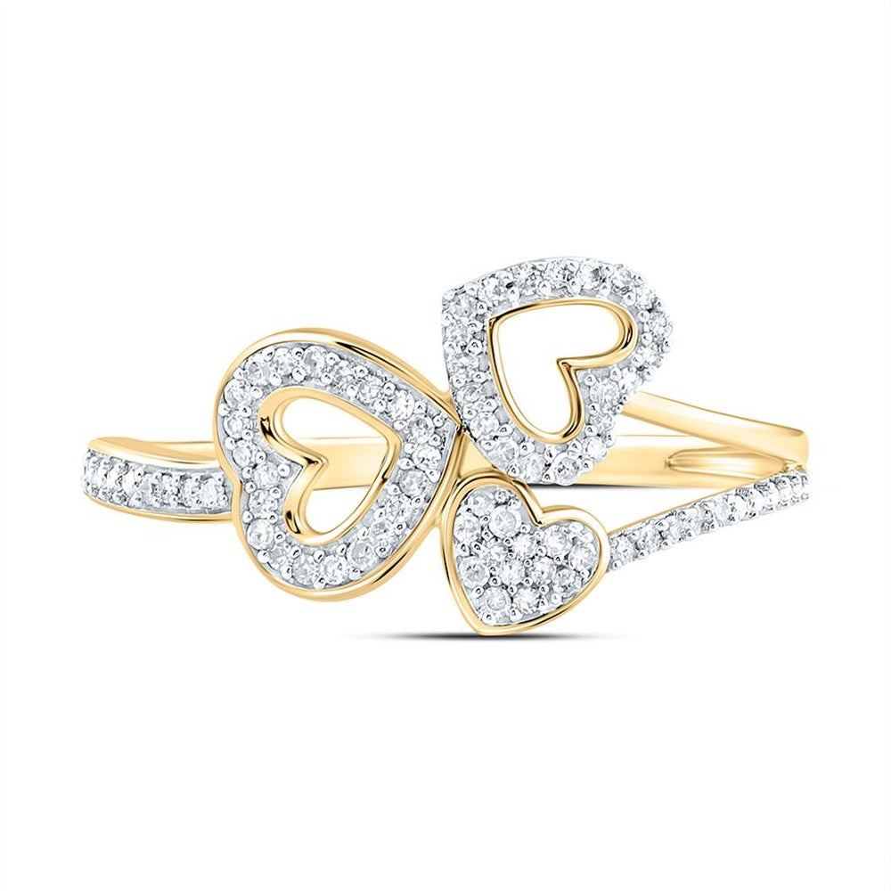 Yellow Gold Diamond Heart Ring - 1/6 Carat Total Diamond Weight
