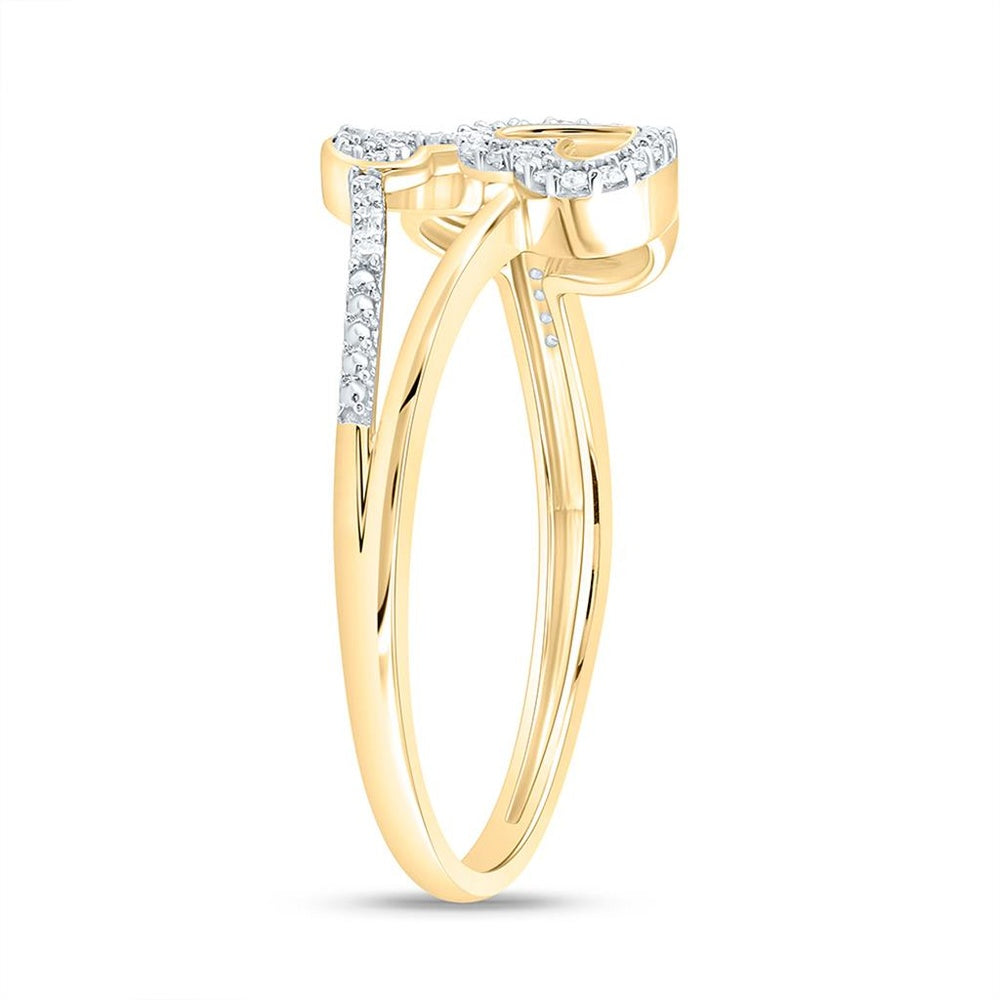 Yellow Gold Diamond Heart Ring - 1/6 Carat Total Diamond Weight