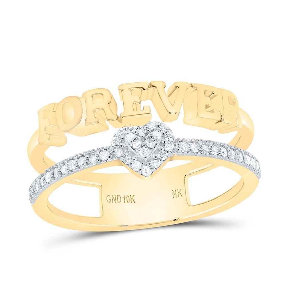 Yellow Gold Diamond Heart Ring - 1/8 Carat Total Diamond Weight