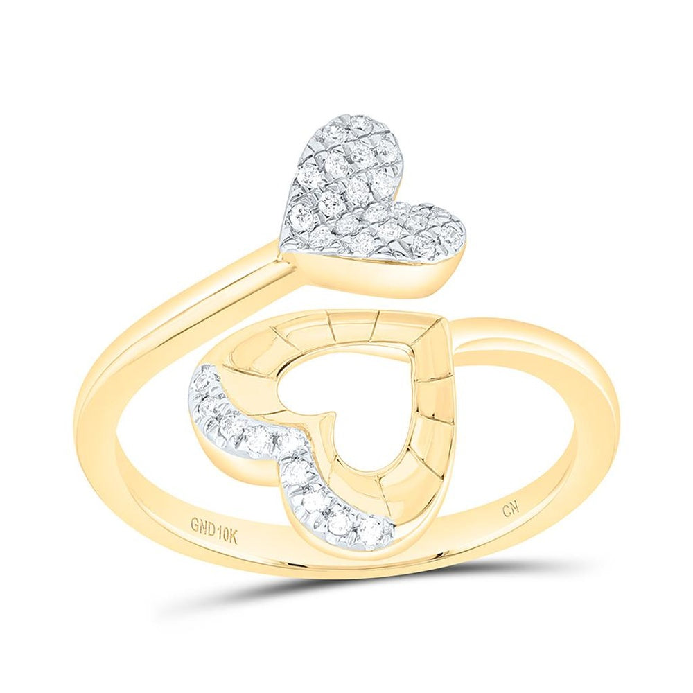 Yellow Gold Diamond Heart Ring - 1/8 Carat Total Diamond Weight