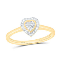 Yellow Gold Diamond Heart Ring - 1/8 Carat Total Diamond Weight