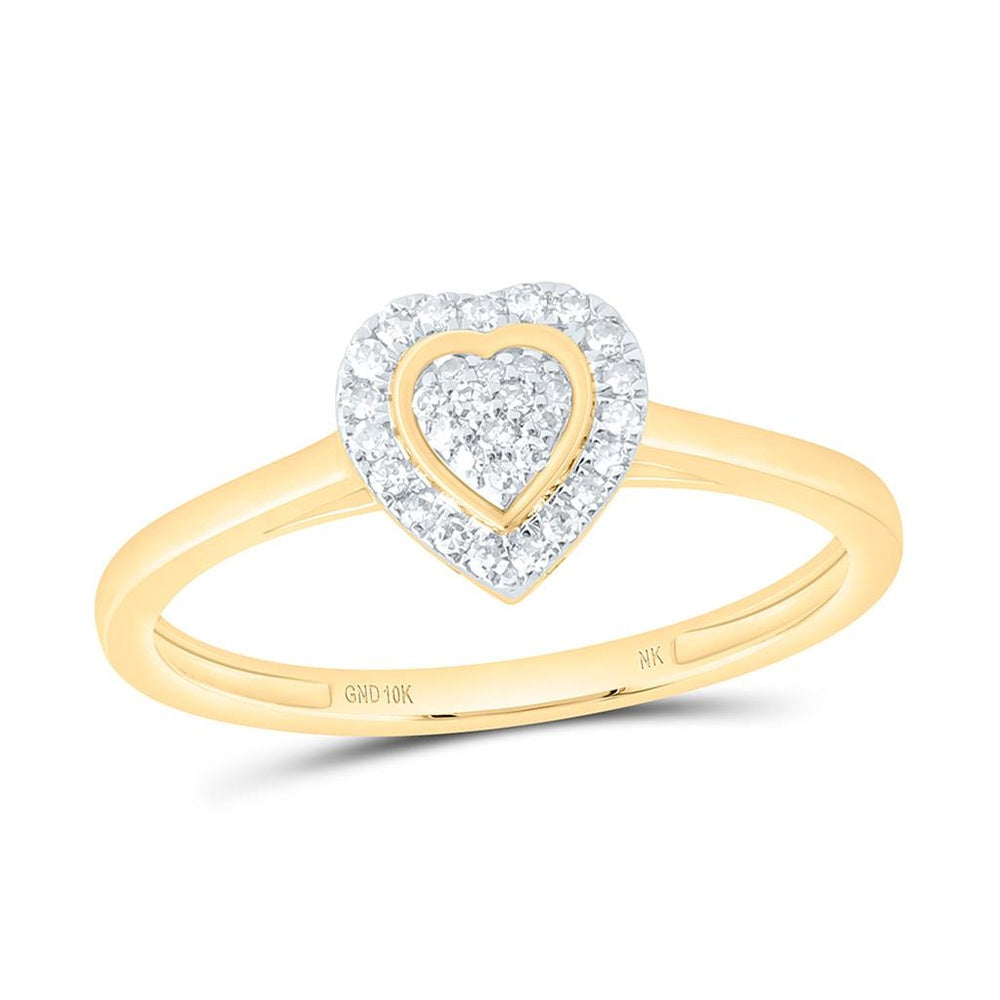 Yellow Gold Diamond Heart Ring - 1/8 Carat Total Diamond Weight