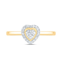Yellow Gold Diamond Heart Ring - 1/8 Carat Total Diamond Weight