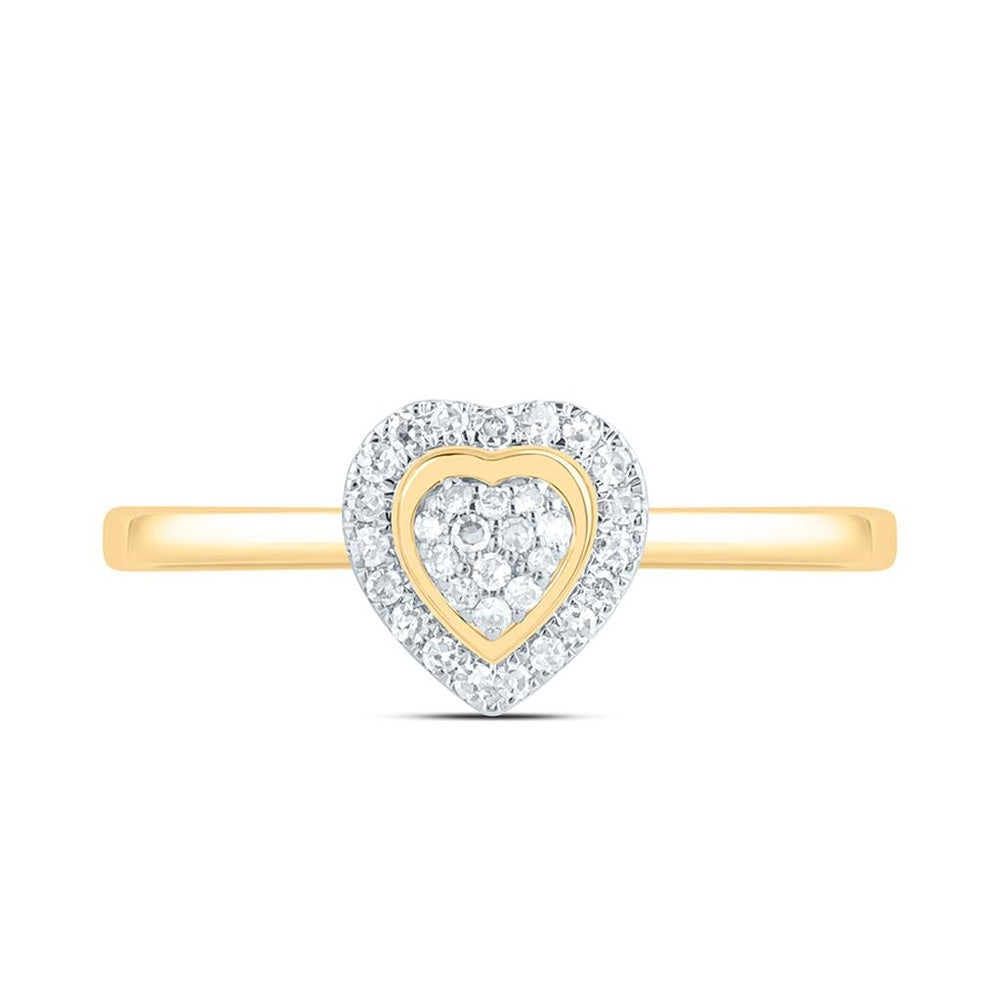 Yellow Gold Diamond Heart Ring - 1/8 Carat Total Diamond Weight