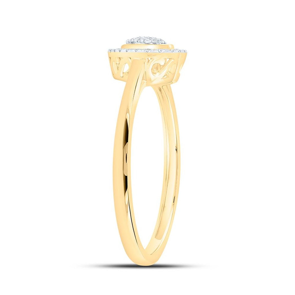 Yellow Gold Diamond Heart Ring - 1/8 Carat Total Diamond Weight