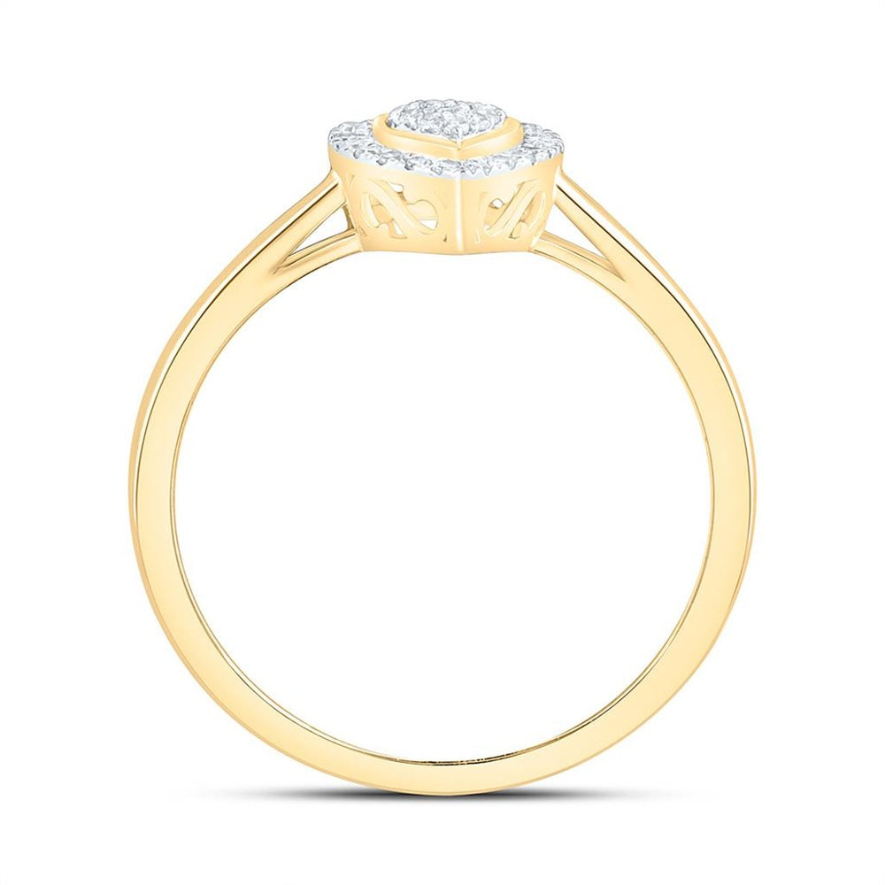 Yellow Gold Diamond Heart Ring - 1/8 Carat Total Diamond Weight