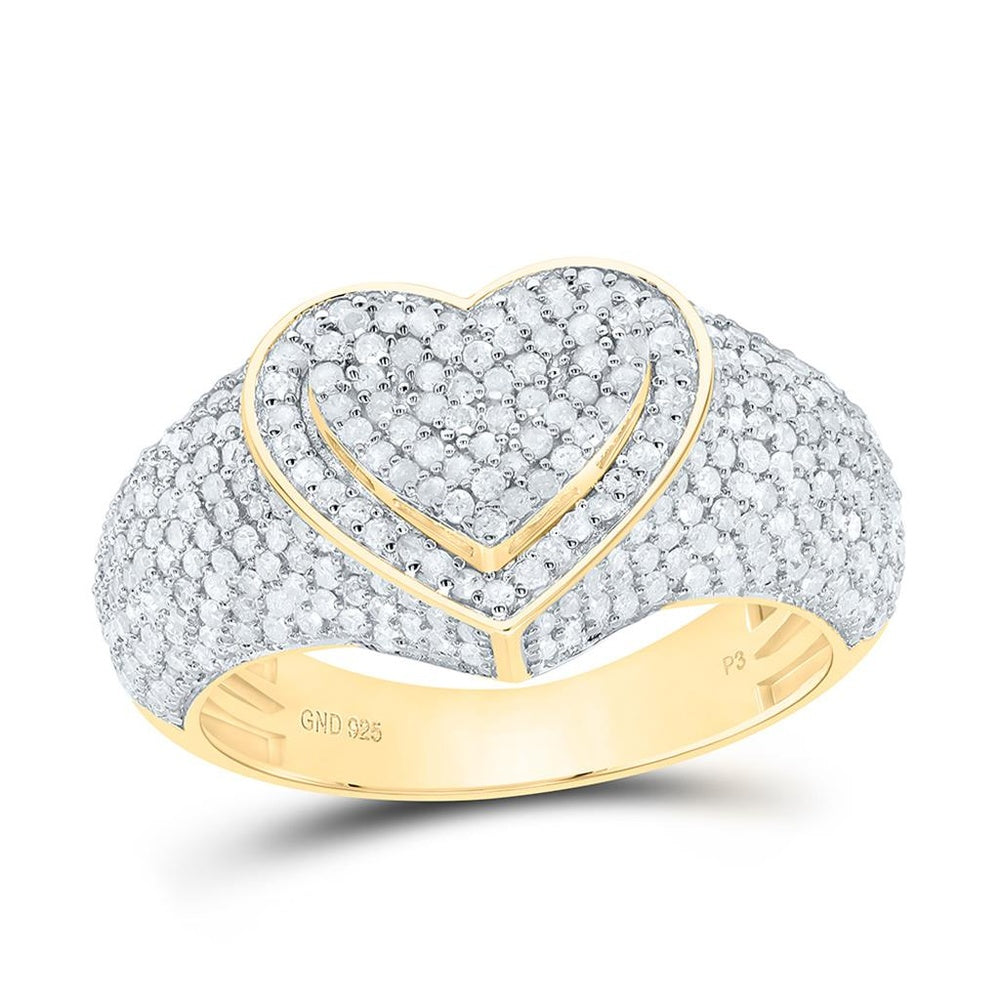 Yellow Gold Diamond Heart Ring - 1 Carat Total Diamond Weight